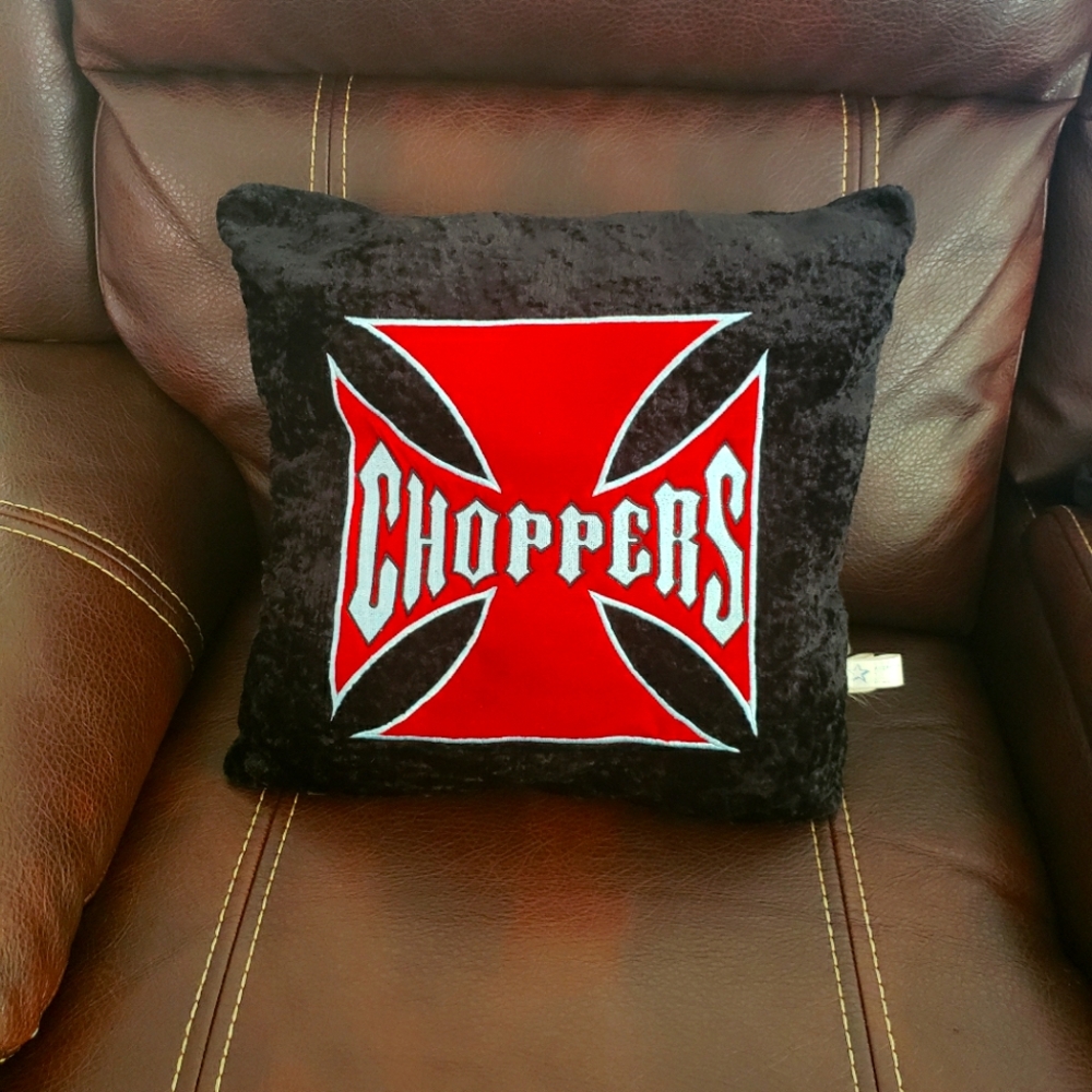 Pillow Home motorcycle choppers 17 by 17 pillow.